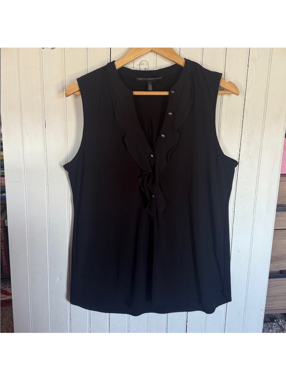 White House Black Market Sleeveless Blouse Black Size L